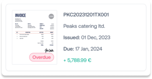 Document management interface with organized financial documents