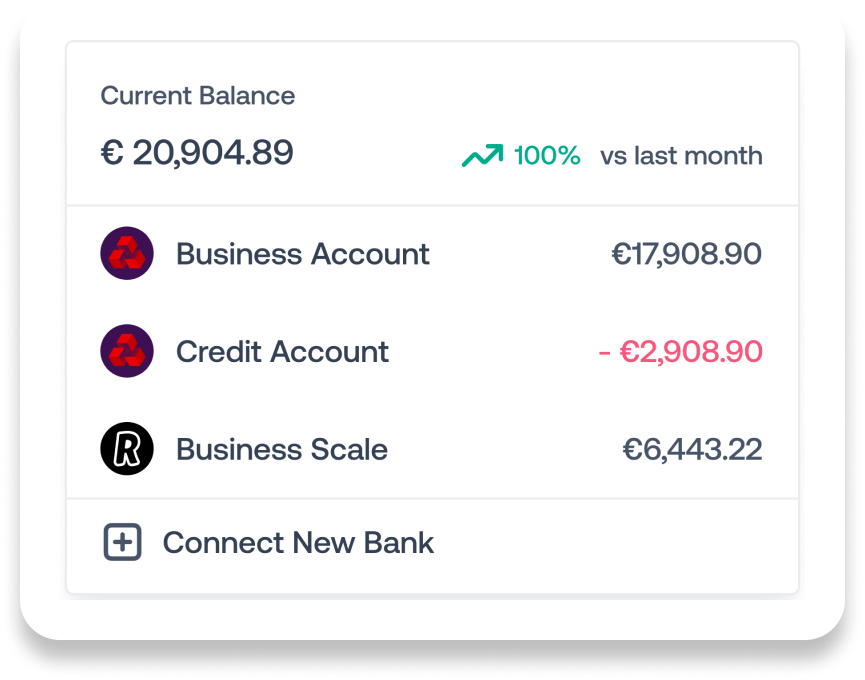 Trezy bank connection interface showing multiple bank accounts