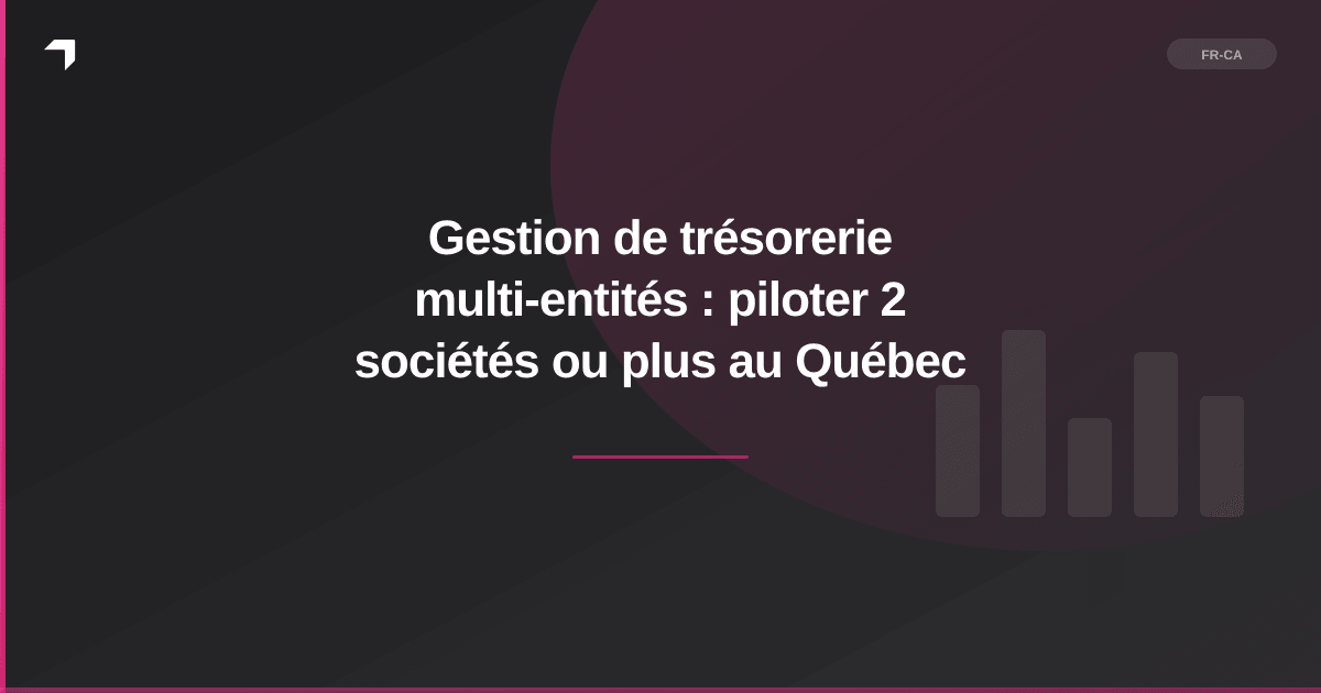 Gestion de trésorerie multi-entités : piloter 2 sociétés ou plus au Québec
