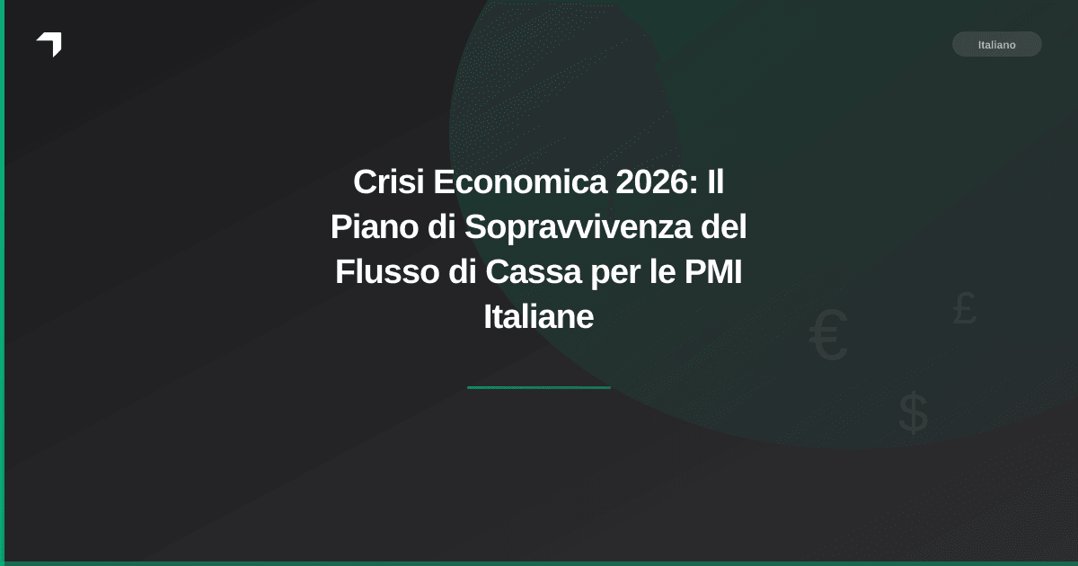 Crisi Economica 2026: Il Piano di Sopravvivenza del Flusso di Cassa per le PMI Italiane